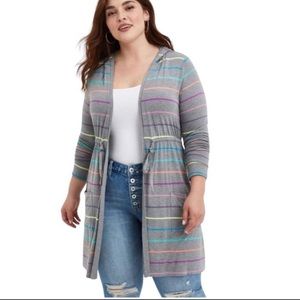 Torrid Super Soft Hooded Cinch Anorak Cardigan Gray Size 1 NWT